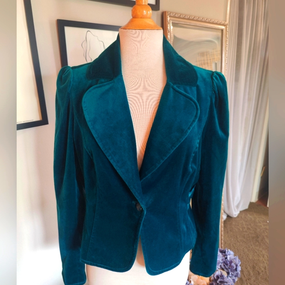 Royal Teal Velvet-like Blazer
